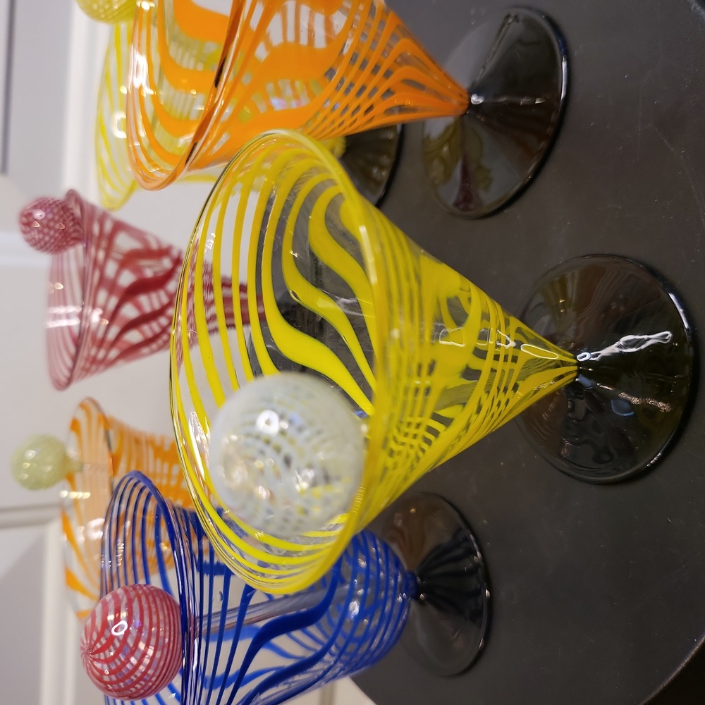 Set of 6 Austrian Bimini Sculptural Graphic Glass Cordials Martini &Stir Sticks - Picture 8 of 8